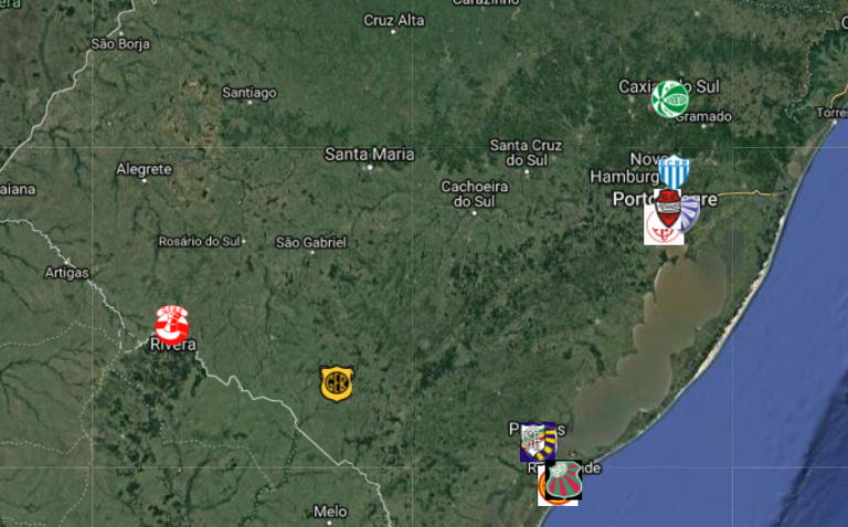 Os campeões unitários do Campeonato Gaúcho em um mapa interativo